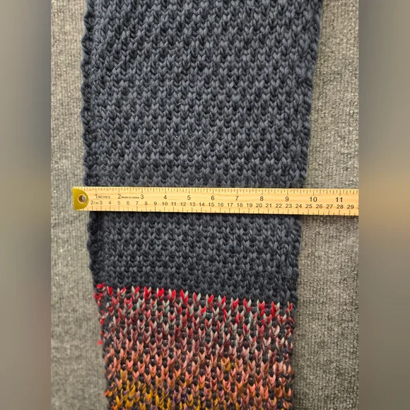 Save the Ocean Fringed Chunky Knit Scarf Multi Color Space Dye O/S - Picture 5 of 7